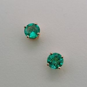 SOLD Colombian Emerald Stud Earrings 4.5MM (.55CTW) 14K gold
